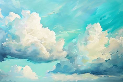 Billowing Clouds in Turquoise Skies
