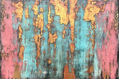 Weathered Patina in Coral and Teal