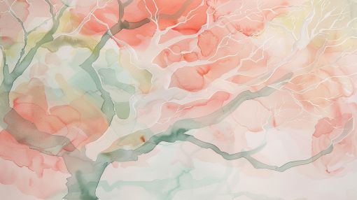 Blossoming Branches in Soft Watercolor