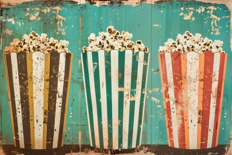 Vintage Popcorn Trio Retro Cinema