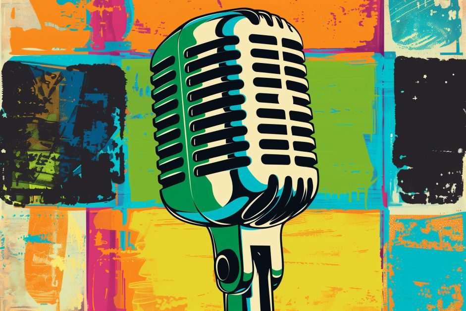 Retro Microphone in Bold Pop Colors