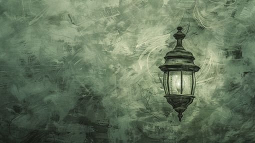 Vintage Lantern in Emerald Mist