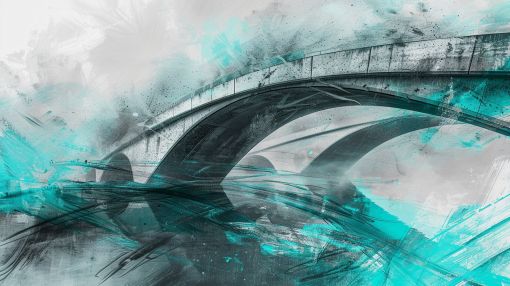 Turquoise Arch Bridge Abstract Composition
