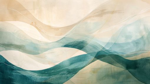 Flowing Teal Waves on Warm Sand