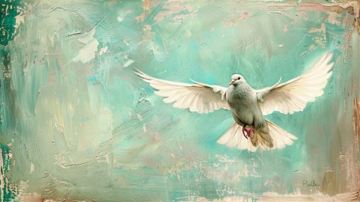 White Dove in Ethereal Turquoise Flight