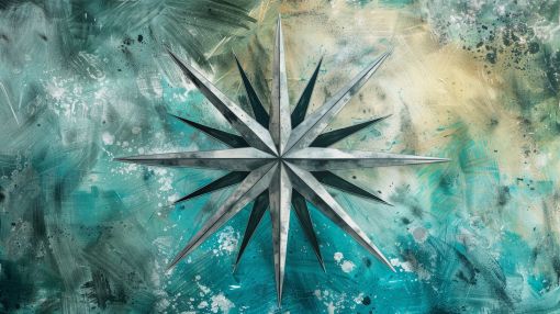 Compass Rose on Turquoise Seas