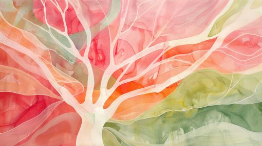Blossoming Tree in Watercolor Light