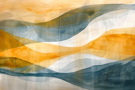 Golden Waves Through Misty Horizons