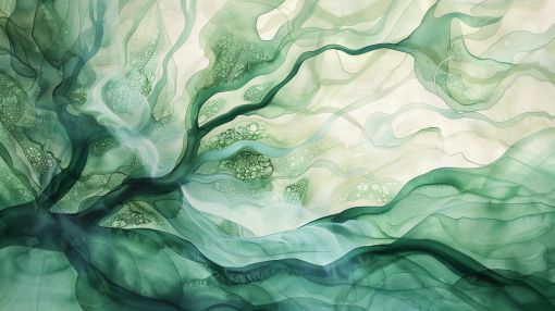 Emerald Currents Through Ancient Branches