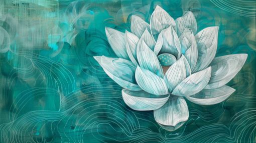 Ethereal Lotus in Teal Waters