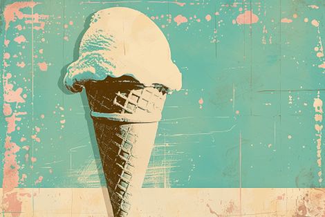 Vintage Summer Scoop Ice Cream Cone