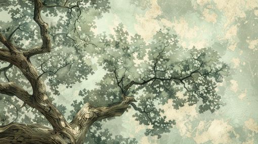 Ancient Oak Reaching Toward Pale Sky