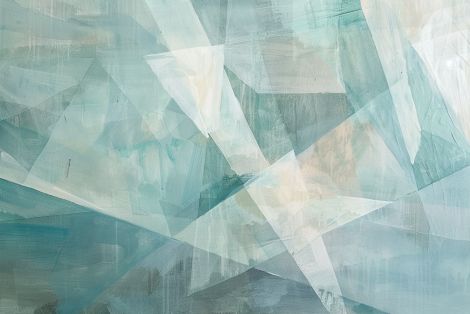 Crystalline Fragments in Teal and Mist