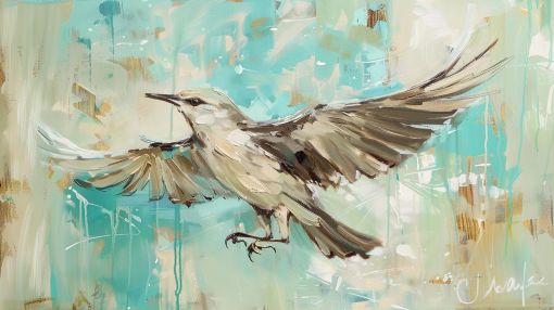 Graceful Bird Taking Flight in Teal