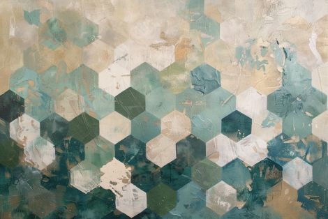 Teal Hexagon Mosaic in Mist