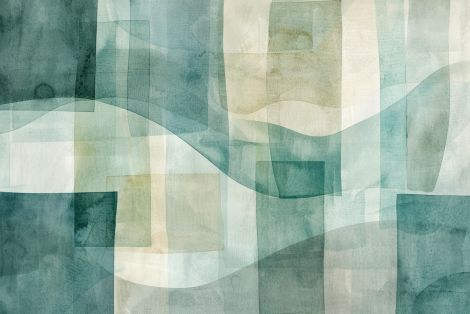 Teal Waves Through Geometric Layers