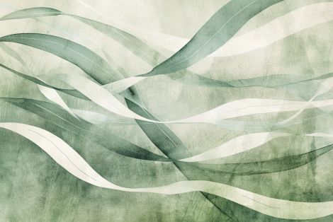 Flowing Green Ribbons in Mist