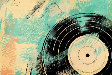 Retro Vinyl Record in Turquoise