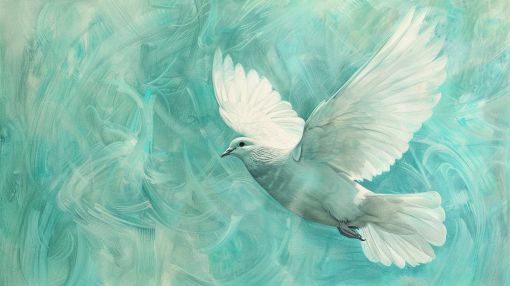 White Dove in Ethereal Turquoise Flight