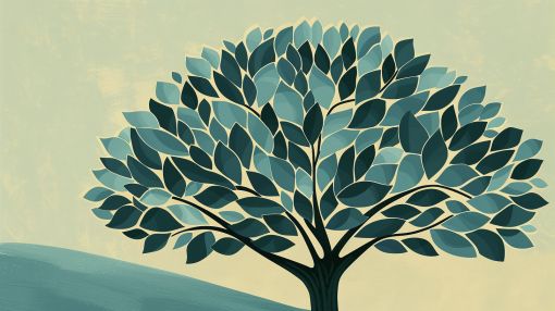 Tranquil Tree of Teal Leaves