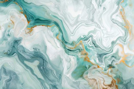 Flowing Teal and Gold Marble Waves
