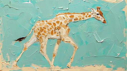 Graceful Giraffe in Turquoise Light