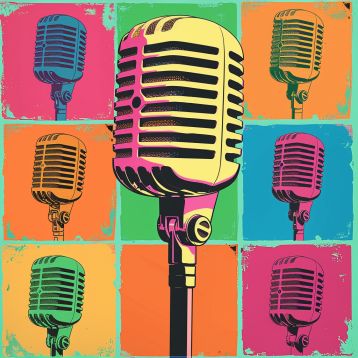 Retro Microphone in Bold Pop Colors