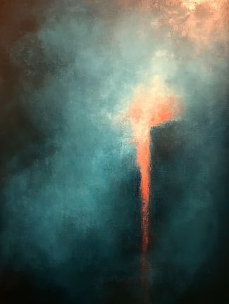 Ember Rising Through Teal Depths