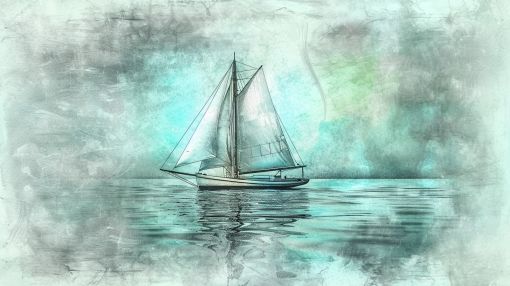 Sailboat Drifting on Tranquil Waters