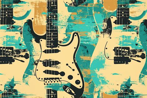 Retro Electric Guitars in Turquoise