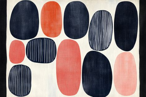Coral and Navy Organic Stone Forms