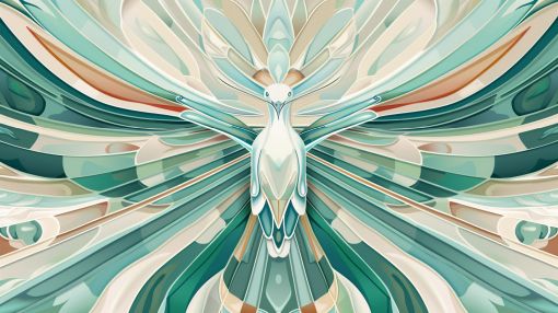 Ethereal Bird in Art Deco Bloom