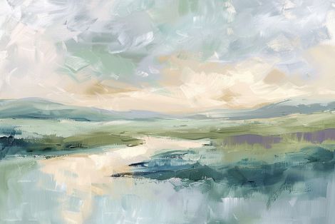 Gentle Marsh Under Soft Skies