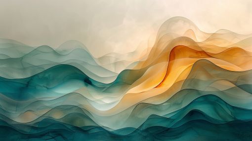 Flowing Teal and Amber Waves