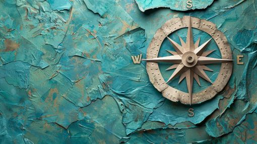 Weathered Compass on Turquoise Patina