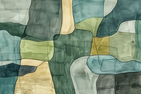 Mosaic Fields in Muted Green Tones