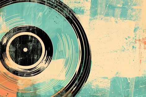 Retro Vinyl Record Turquoise Grunge