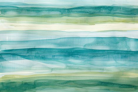 Tranquil Teal Watercolor Horizon Layers