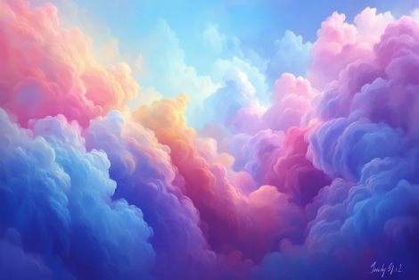 Dreamy Pastel Clouds in Cotton Candy Sky