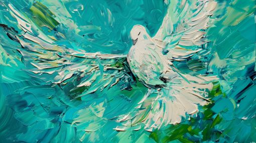 White Dove Soaring Through Turquoise Sky