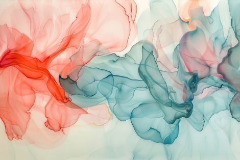 Coral and Teal Ink Dreamscape