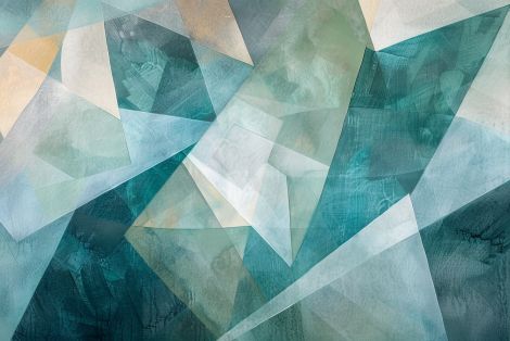 Crystalline Teal Geometric Fragments