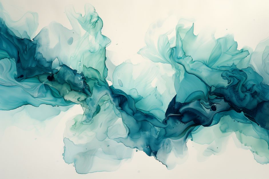Flowing Teal Currents on White