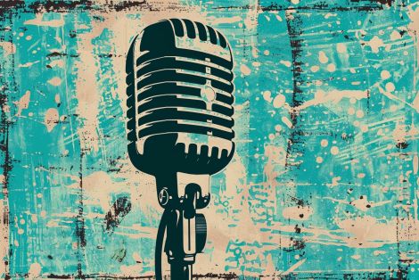 Vintage Microphone Retro Grunge Revival