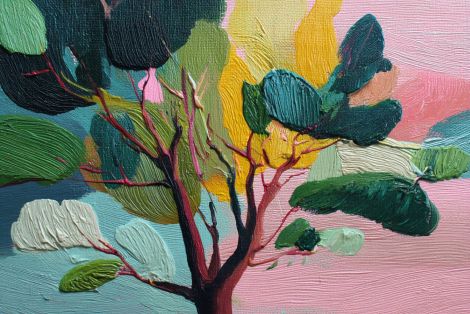 Vibrant Tree Against Pastel Sky