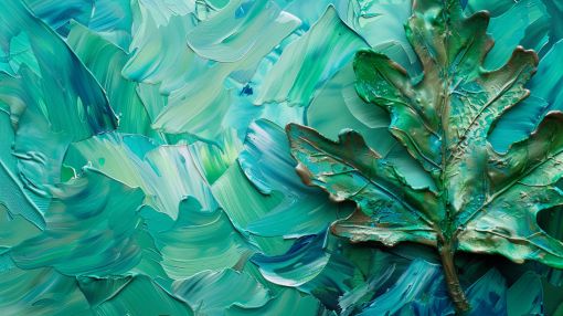 Emerald Leaf in Textured Brushstrokes
