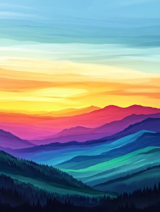 Rainbow Mountains at Golden Sunset