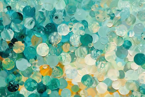 Turquoise Bubbles in Sunlit Tide