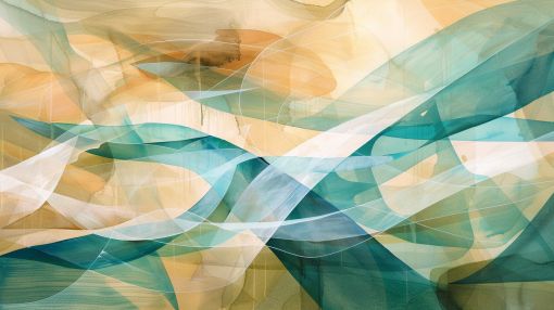 Flowing Currents of Teal and Gold