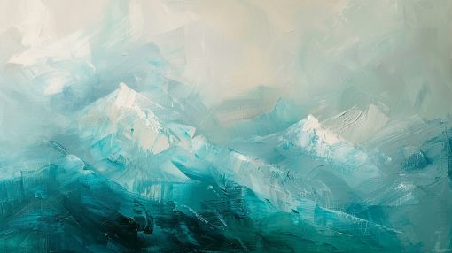 Misty Teal Peaks in Abstract Light